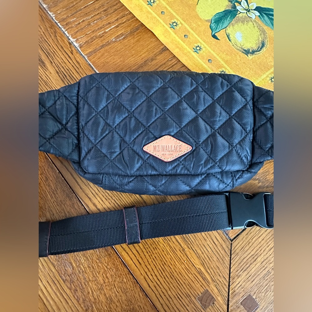 MZ Wallace Black Quilted Nylon Belt Fanny Pack Bag EUC